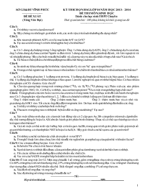 Kỳ thi chọn học sinh giỏi lớp 10 năm học 2013  2014 đề thi môn sinh học dành cho học sinh thpt chuyên